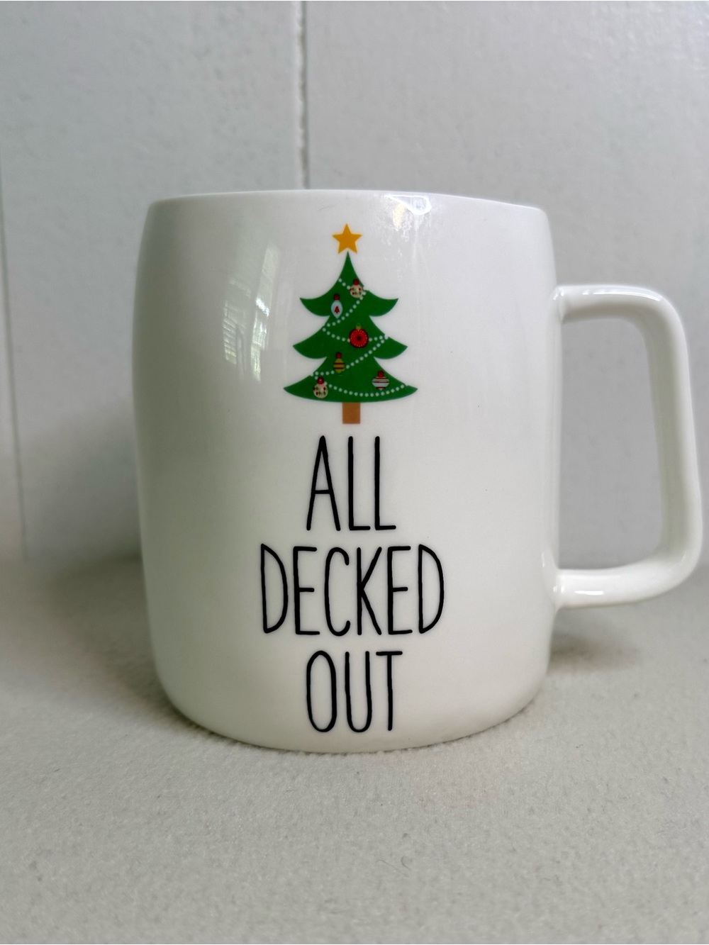 Mary Square All Decked Out White Christmas Tree Ceramic Mug